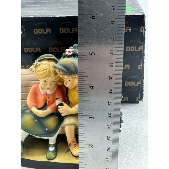Vintage Dolfi Original Lisi Martin Figurine Boy and Girl on Bench Italy - Picture 8 of 9